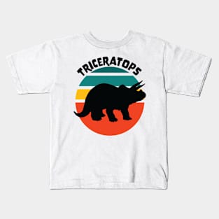 Kids Dinosaur Triceratops Retro Sunset Kids T-Shirt